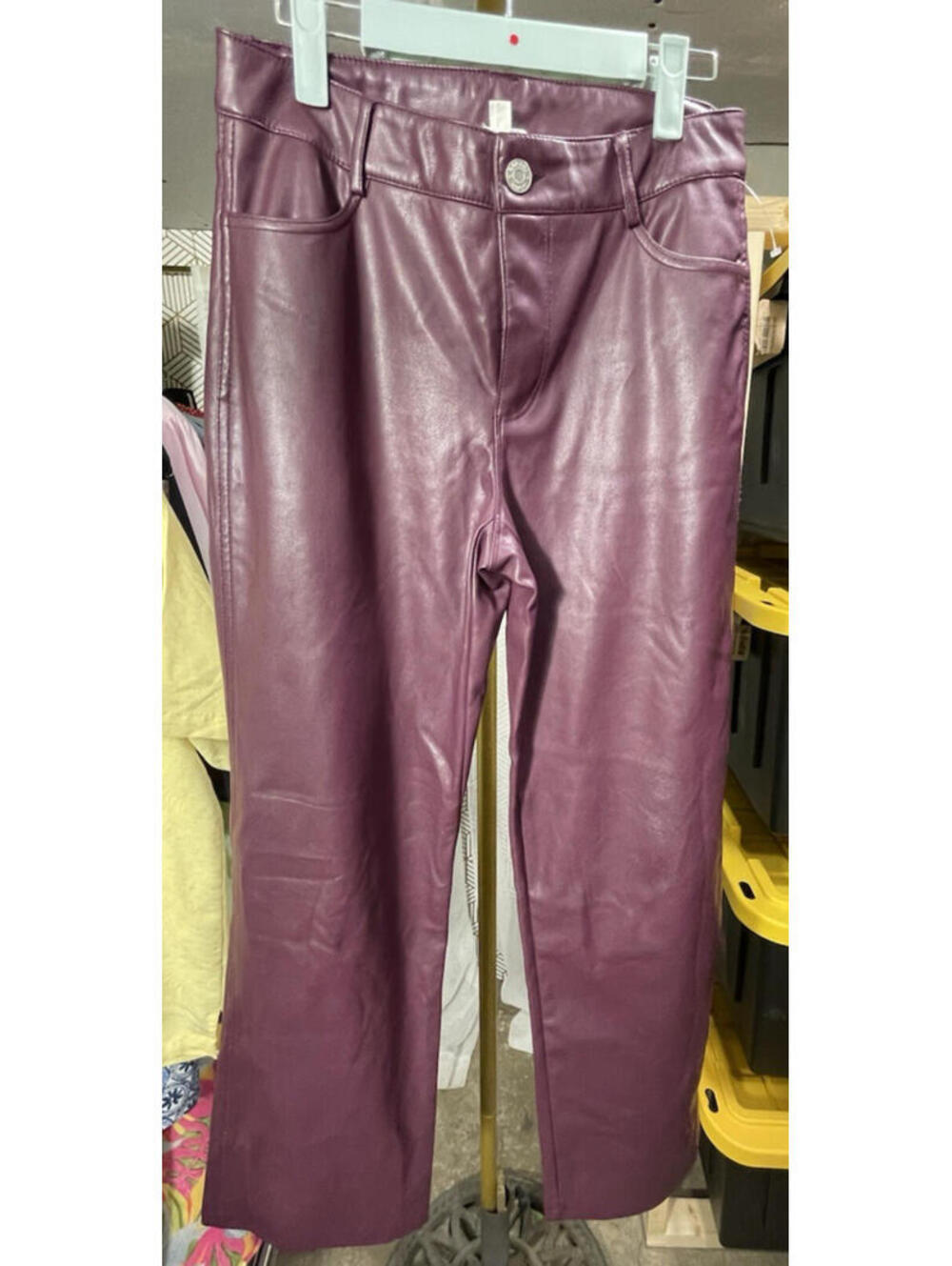 Garage Faux Leather Burgundy Pants High Waisted Straight Sz S (Fits M 29" W) EUC